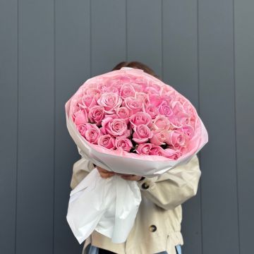 Букет из 51 розовой розы (40см)