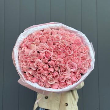 Букет из 101 розовой розы (40см)