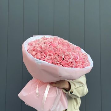 Букет из 101 розовой розы (40см)