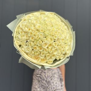 Букет из 101 белой розы (40см)